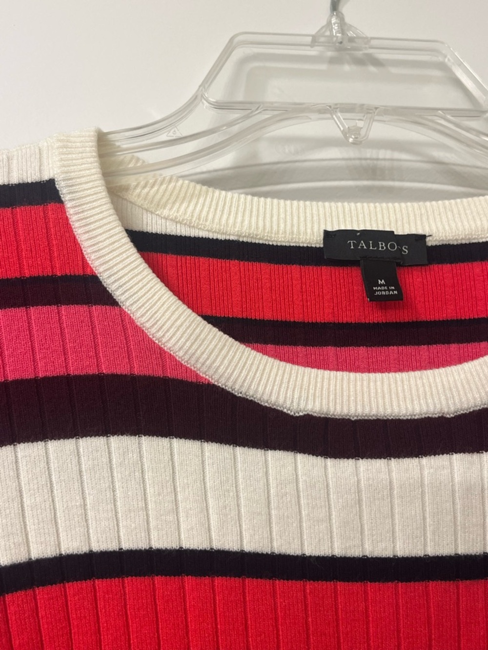 Talbots PUFF SLEEVE CREWNECK PULLOVER GAMINE STRIPE Timeless Womens Medium - Picture 3 of 10